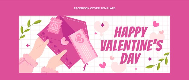 Modello di copertina per social media piatto di San Valentino