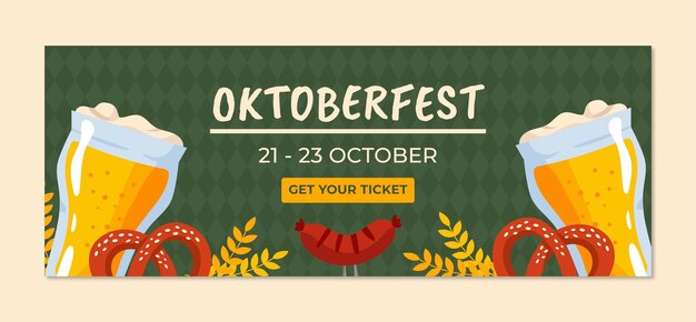 Modello di copertina per social media piatto per il festival dell'oktoberfest