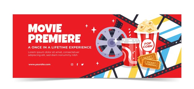 Modello di copertina per social media piatto per l'evento in anteprima del film