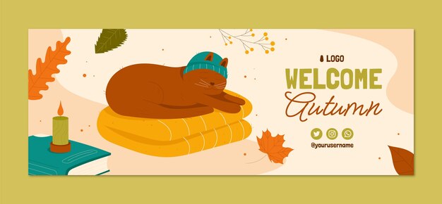 Modello di copertina per social media piatto per la celebrazione autunnale