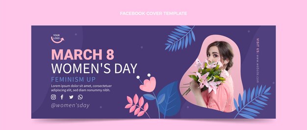 Modello di copertina per social media piatto per la giornata internazionale della donna