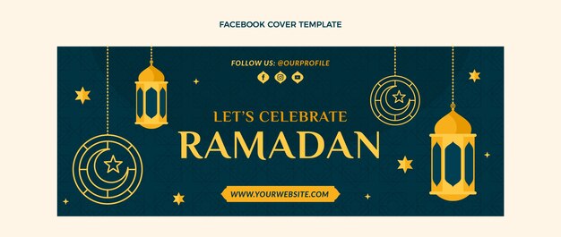 Modello di copertina per social media ramadan piatto