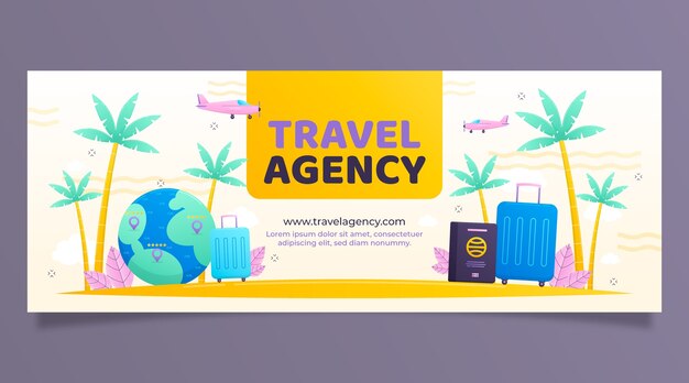 Modello di copertina per social media sfumato per attività di agenzia di viaggi