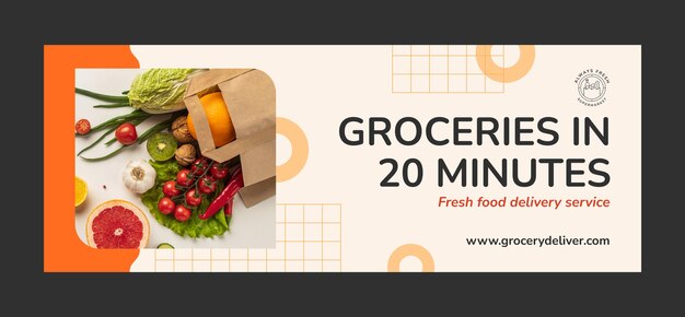 Modello di copertina per social media supermercato piatto
