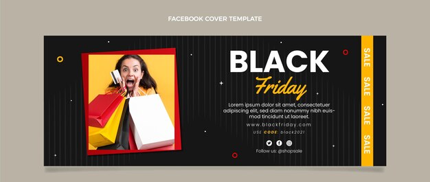 Modello di copertina per social media venerdì nero piatto