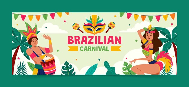 Modello di copertina piatta per i social media per il carnevale brasiliano