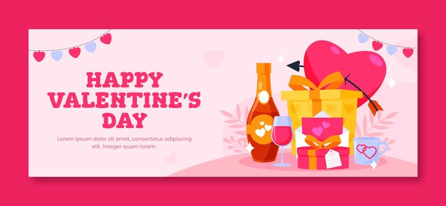 Modello di copertina piatta per i social media per la celebrazione del giorno di San Valentino