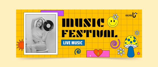 Modello di copertina piatta per social media per festival musicali
