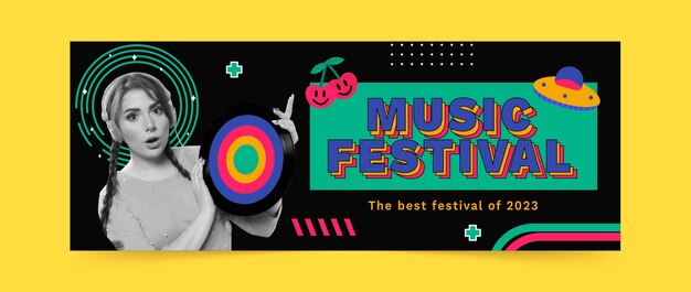 Modello di copertina piatta per social media per festival musicali