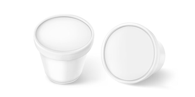 Modello di coppa di plastica per gelati, barattolo di yogurt bianco