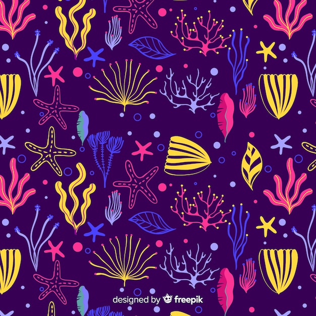 Modello di corallo scuro disegnato a mano
