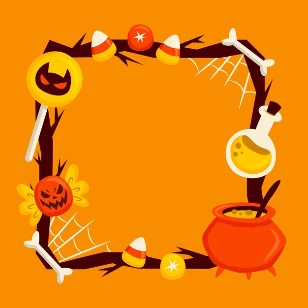 Modello di cornice di halloween disegnato a mano