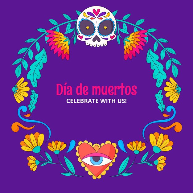 Modello di cornice disegnata a mano per la celebrazione dia de muertos