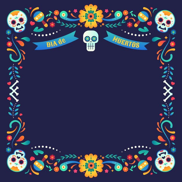 Modello di cornice sfumata per la celebrazione dia de muertos