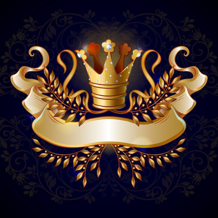 Vettore gratuito modello di corona d'oro reale del fumetto
