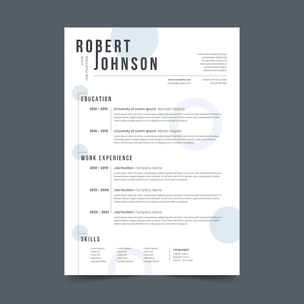 Modello di curriculum vitae minimalista