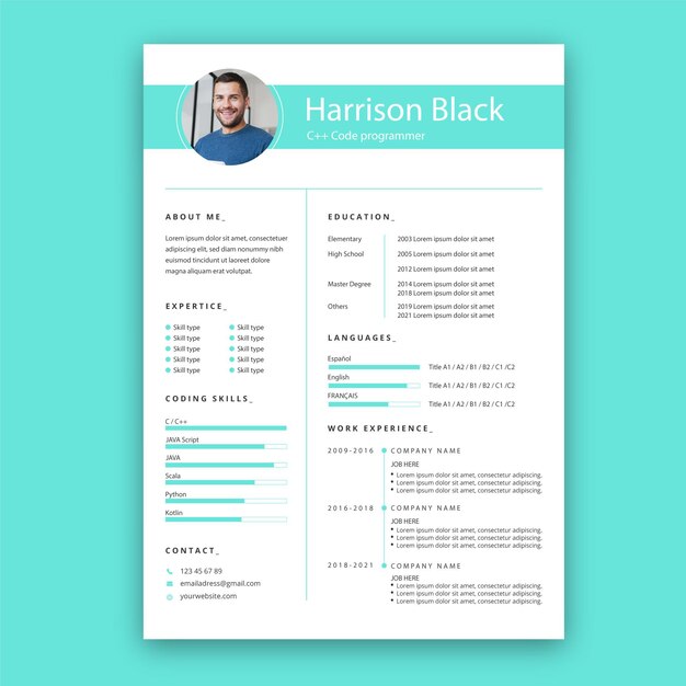 Modello di curriculum vitae minimalista