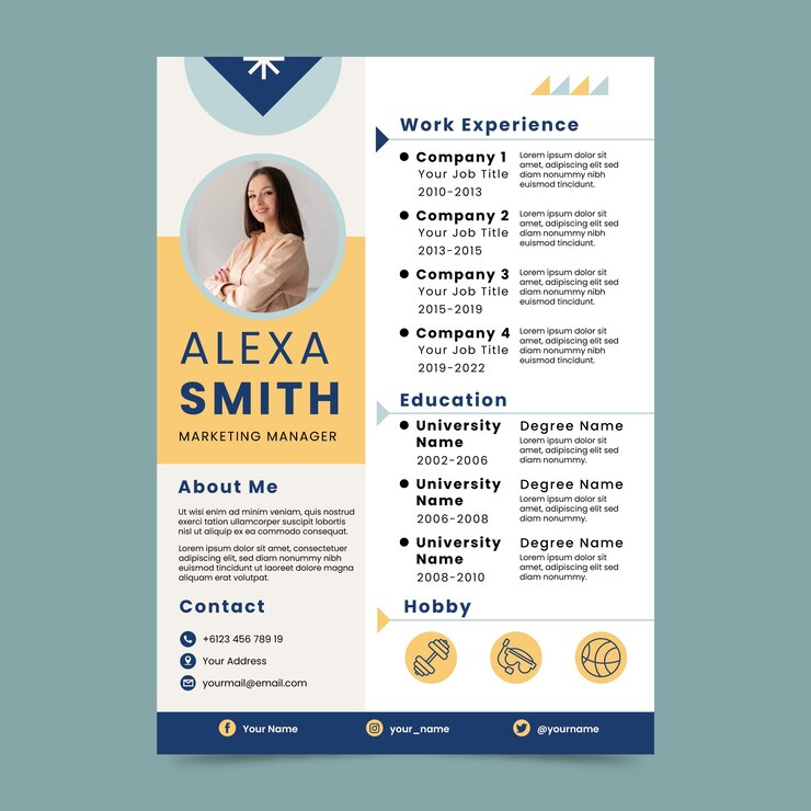 Vettore gratuito modello di cv design piatto