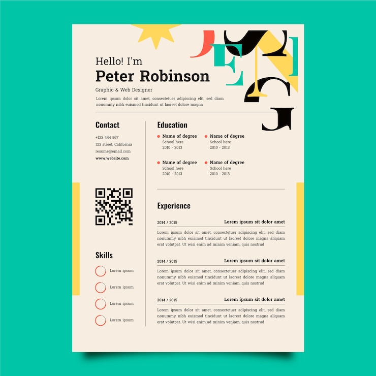 Vettore gratuito modello di cv design piatto