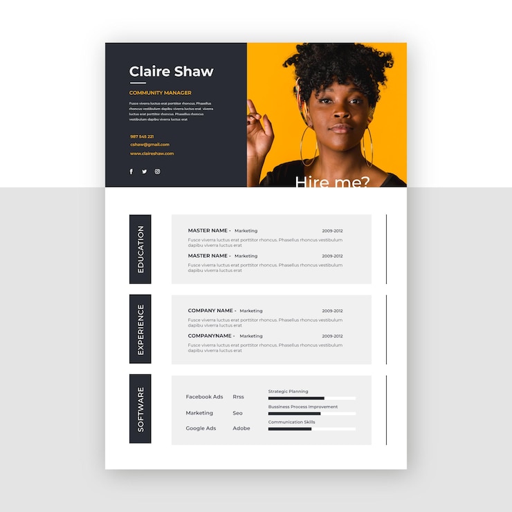 Vettore gratuito modello di cv minimalista