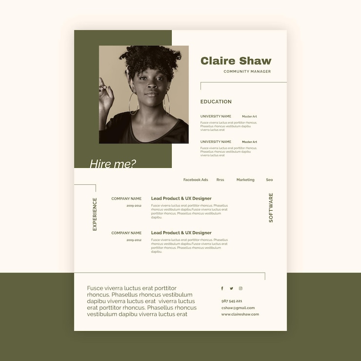 Vettore gratuito modello di cv minimalista