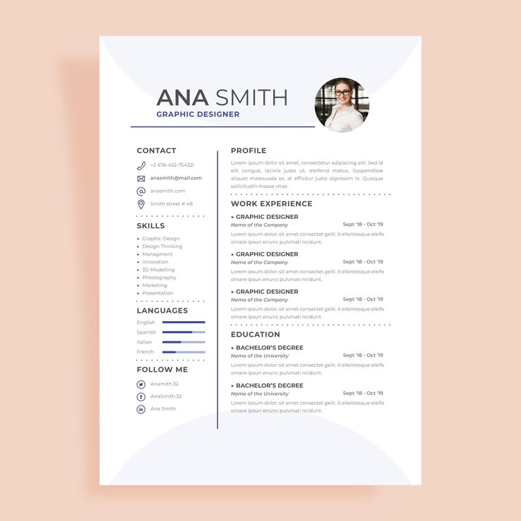 Vettore gratuito modello di cv minimalista