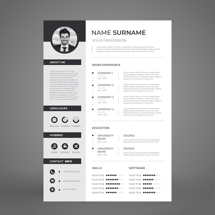 Vettore gratuito modello di cv minimalista