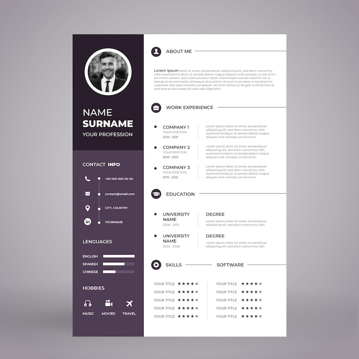 Vettore gratuito modello di cv minimalista
