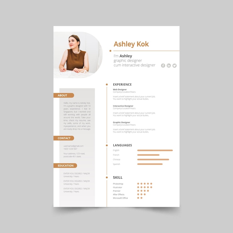Vettore gratuito modello di cv minimalista