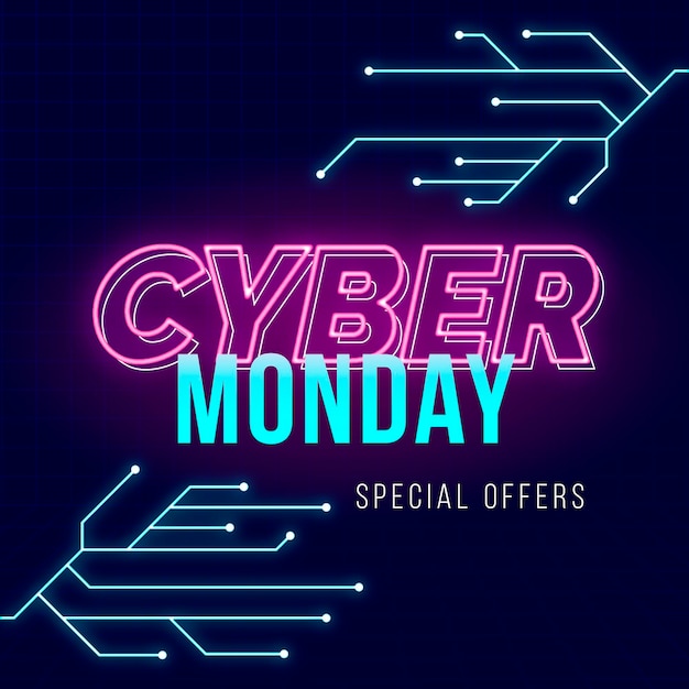 Modello di design piatto offerta banner cyber lunedì