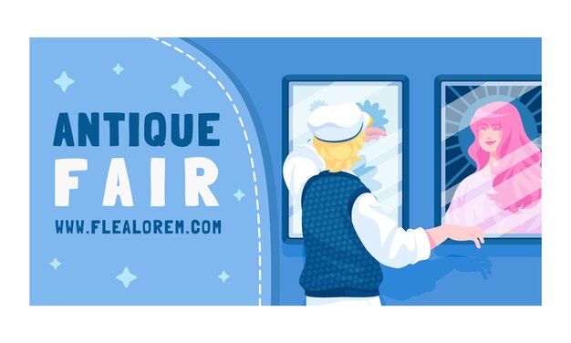 Modello di disegno del mercato delle pulci disegnato a mano