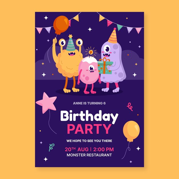 Modello di disegno dell'invito di compleanno