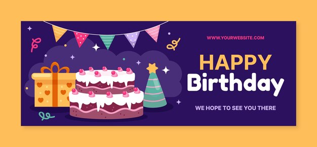 Modello di disegno di copertina di Facebook di compleanno