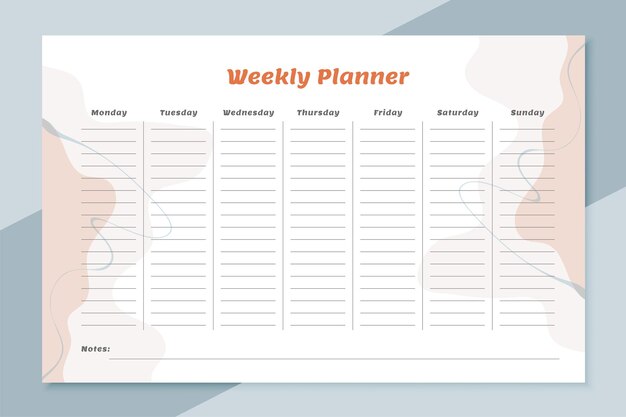 Modello di elenco delle cose da fare per la progettazione del piano settimanale