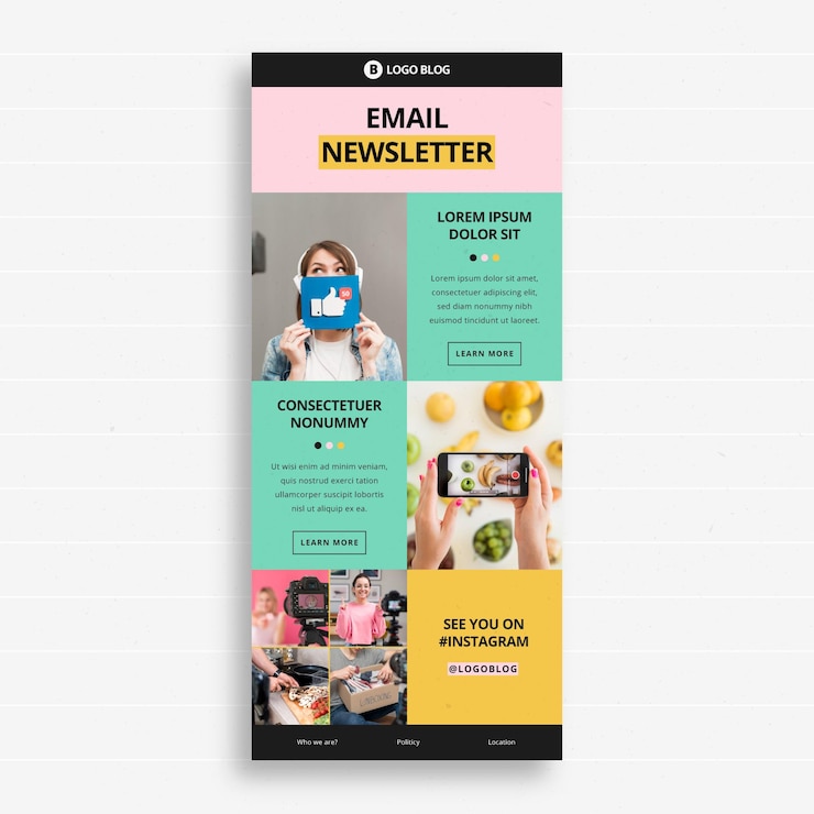 Vettore gratuito modello di email di blogger