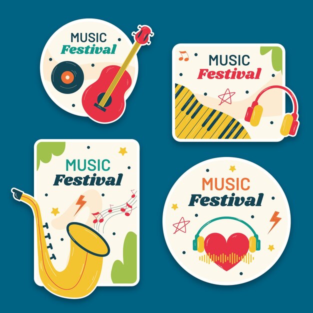 Modello di etichette per festival musicali