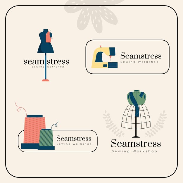 Modello di etichette sarta disegnate a mano