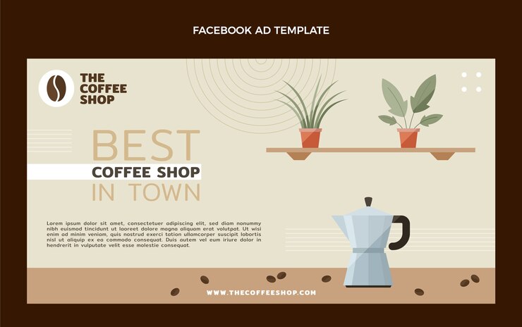 Vettore gratuito modello di facebook caffetteria minimal design piatto