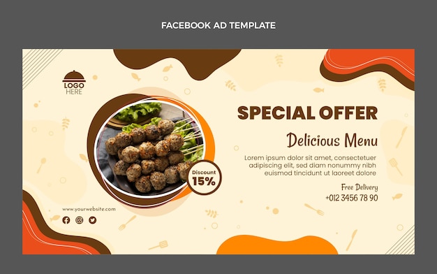 Modello di facebook di offerta speciale di cibo di design piatto