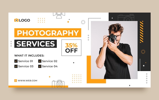 Modello di facebook per studio fotografico disegnato a mano