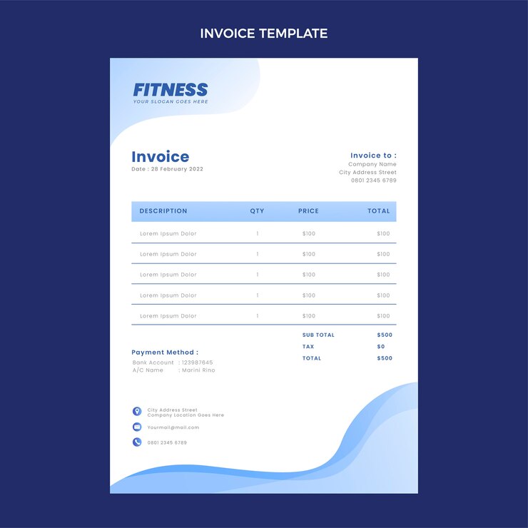 Vettore gratuito modello di fattura di fitness astratto sfumato