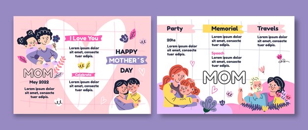 Modello di festa della mamma disegnato a mano