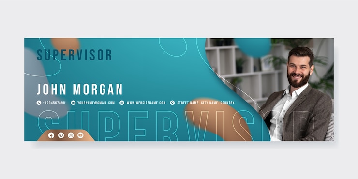 Vettore gratuito modello di firma e-mail design piatto
