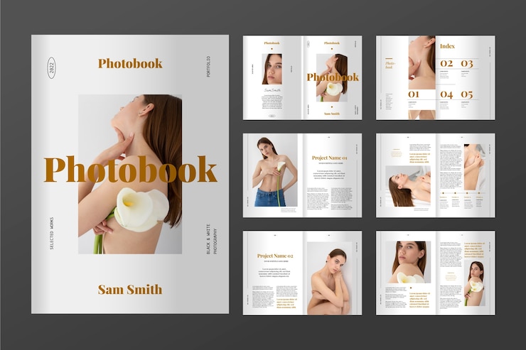 Vettore gratuito modello di fotolibro dal design piatto