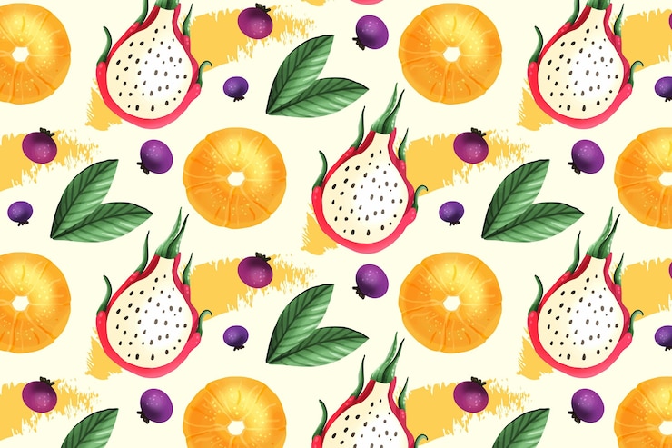 Vettore gratuito modello di frutta con frutto del drago