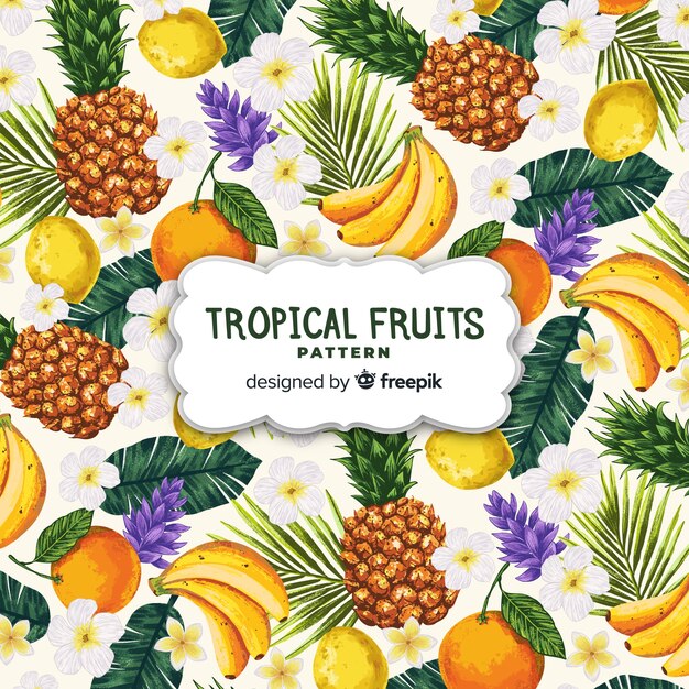 Modello di frutta tropicale realistico disegnato a mano