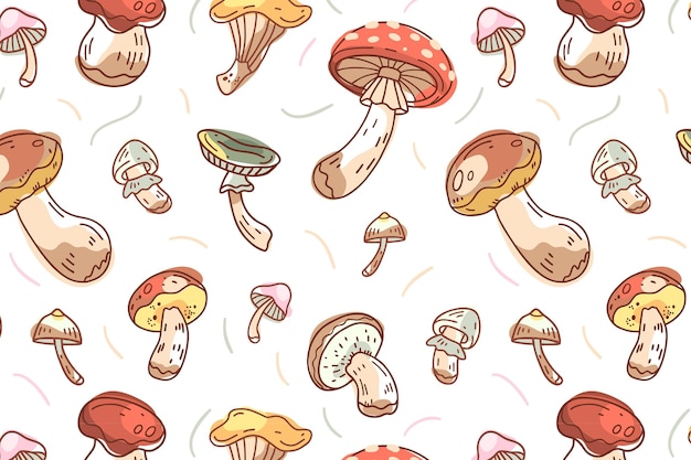 Modello di funghi disegnati a mano