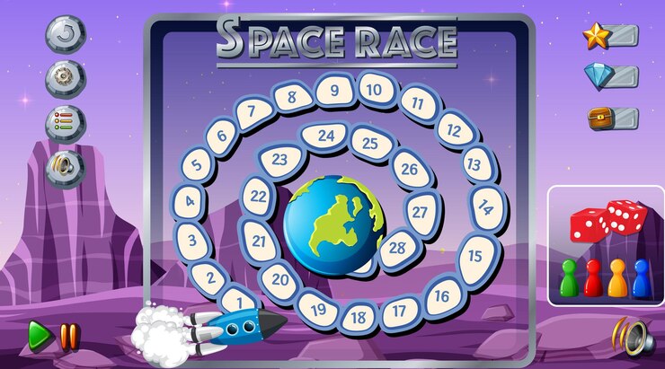 Vettore gratuito modello di gioco da tavolo con tema spaziale