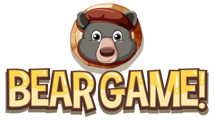 Vettore gratuito modello di gioco logo orso su sfondo bianco