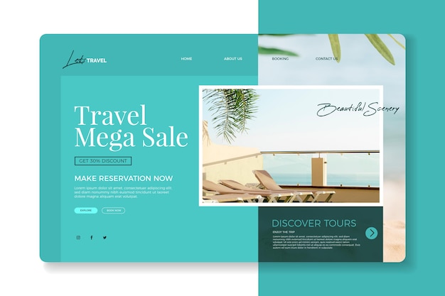 Modello di home page di vendita di viaggi